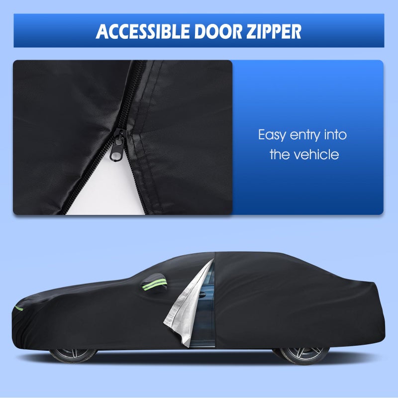 Migaven Car Cover Custom Fit for 2008-2025 Mercedes Benz C-Class C300 C350 C400 C450, Migaven Waterproof Full Exterior Cover Sun Rain Protection with Door Zipper and Cotton Lining - Image 2